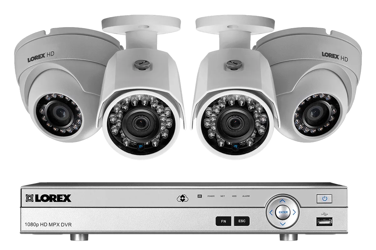 1080p HD Security Camera System with 4 1080p Metal Outdoor Cameras, 150FT Night Vision