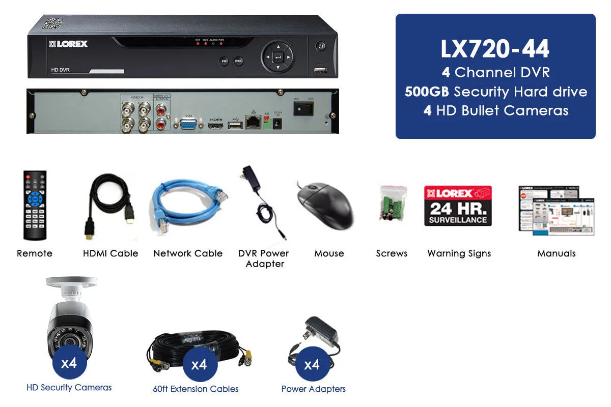 4 camera wired 720p security system with DVR