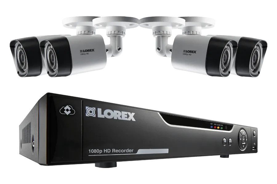 4 Channel Security HD DVR System with 1080p Cameras & Lorex Cloud Connectivity