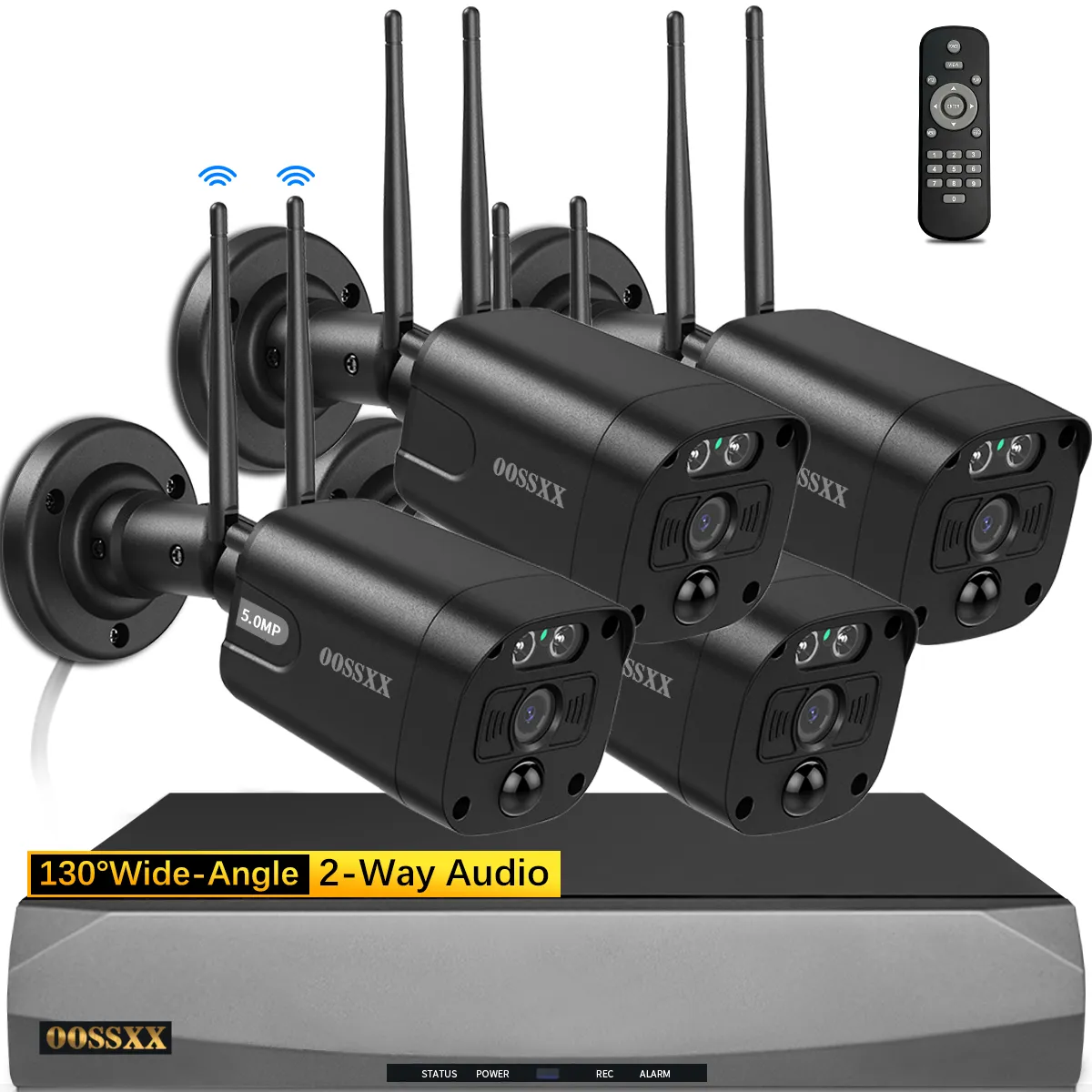 (5.5MP & PIR Detection) 2-Way Audio Dual Antennas Security Wireless Camera System 3K 5.0MP 1944P Wireless Video Surveillance Monitor NVR Kits Outdoor WiFi Security Cameras