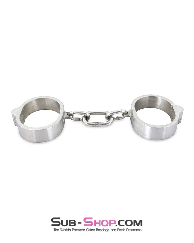 8753M      Captive Slave Chromed Steel Wrist Cuffs, Large / Extra Large