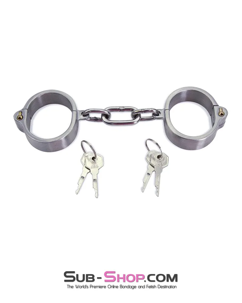 8753M      Captive Slave Chromed Steel Wrist Cuffs, Large / Extra Large