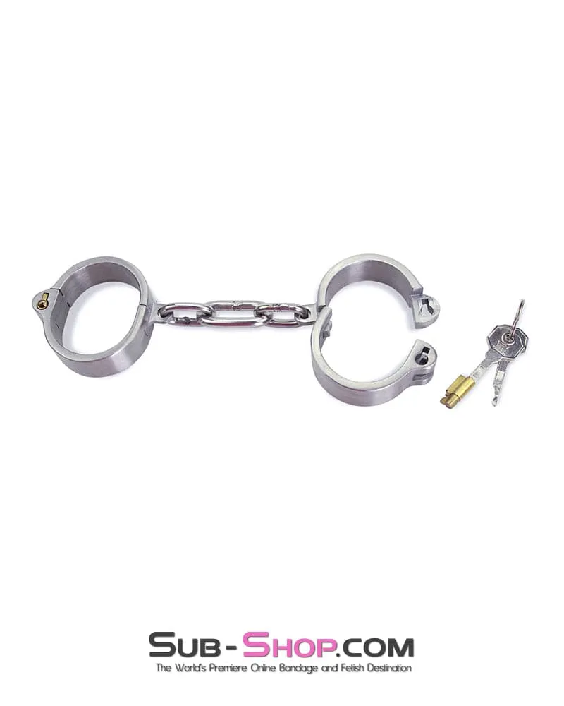 8753M      Captive Slave Chromed Steel Wrist Cuffs, Large / Extra Large