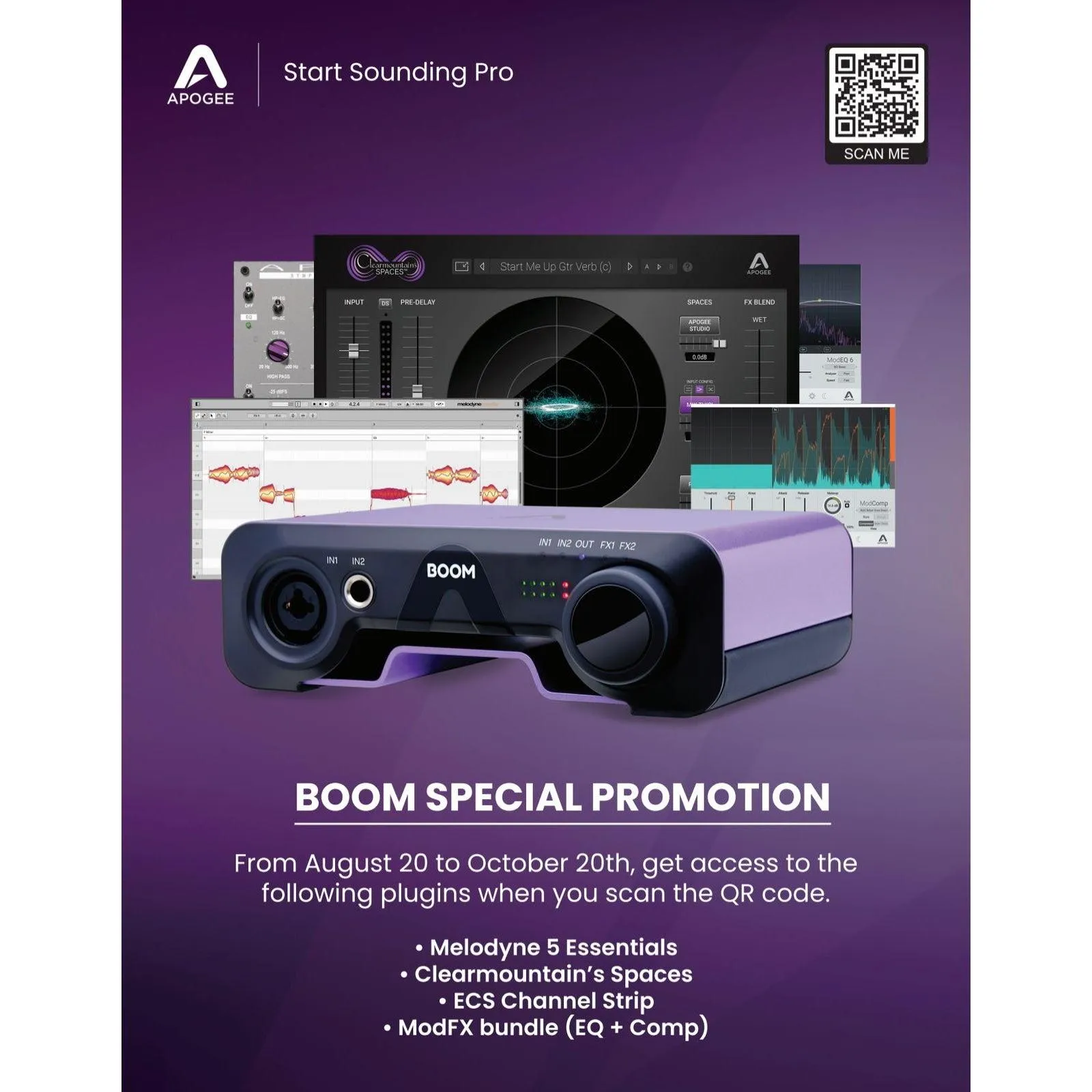 Apogee Electronics BOOM Audio Interface (GET YOUR FREE SOFTWARE BUNDLE!)