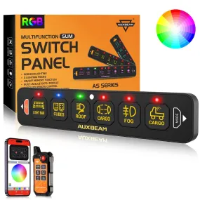 AS-600 RGB Slim Switch Panel with APP&Remote Control, Toggle/ Momentary/ Pulsed Mode Supported(One-Sided Outlet)