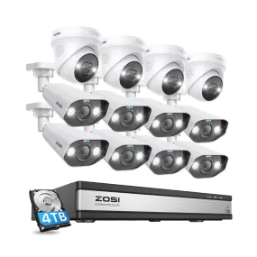 C182/C225 4K 16CH 12-Camera Security System   4TB Hard Drive