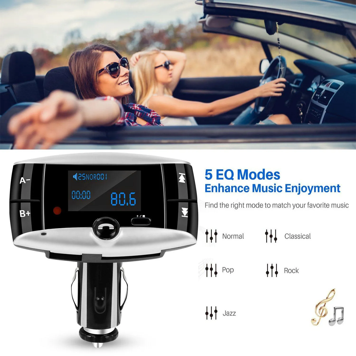 Car Wireless FM Transmitter USB Charger Hands-free Call MP3 Player