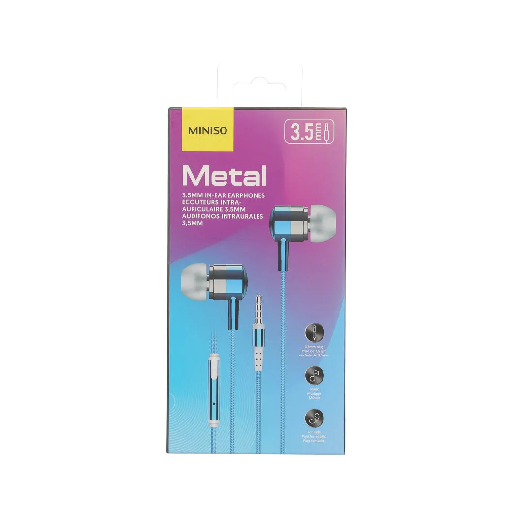 Colored Metal 3.5mm In-ear Earphones  Model: PA401(Blue)