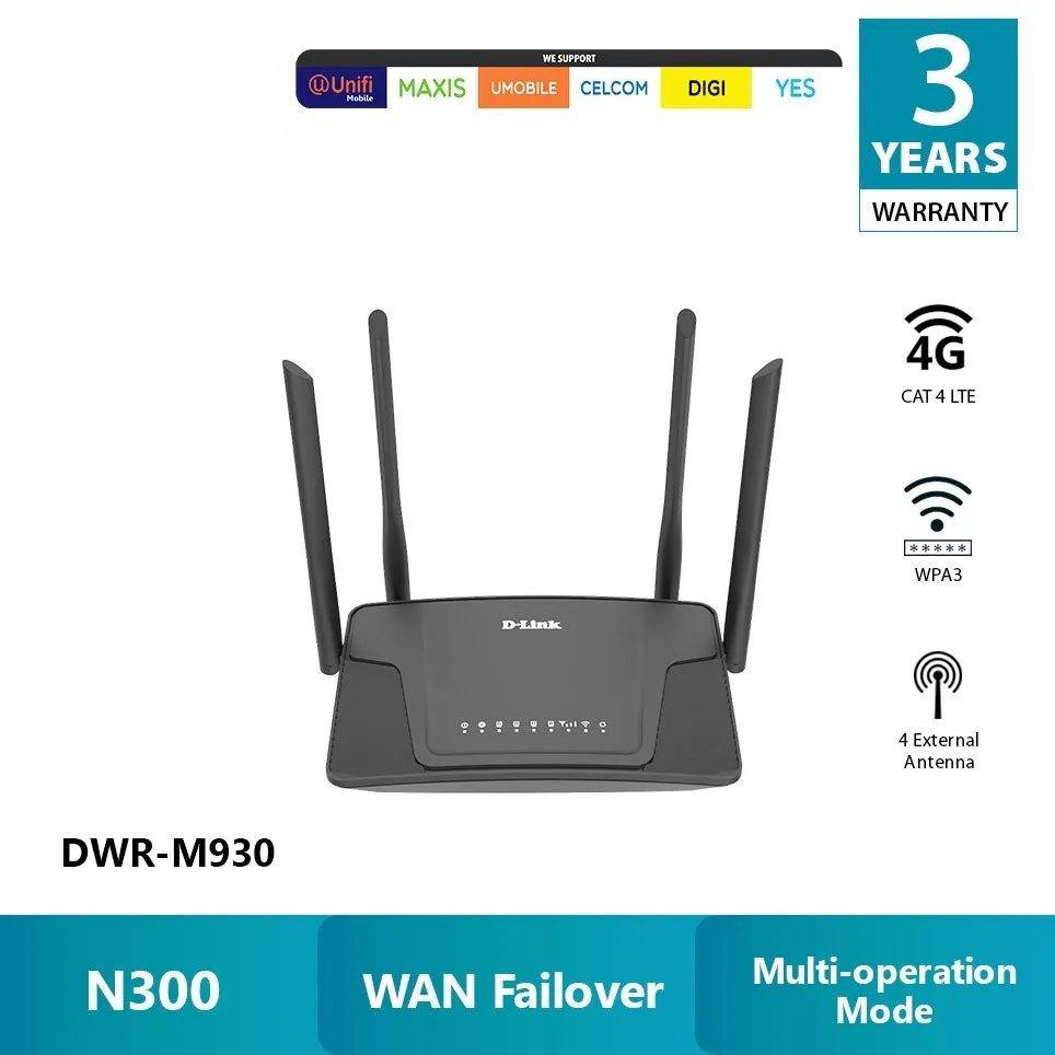 D-Link DWR-920V / DWR-M930 N300 Gigabit LAN 4G LTE Router similar with MR200 MR6400 4G680V2 DWR-921