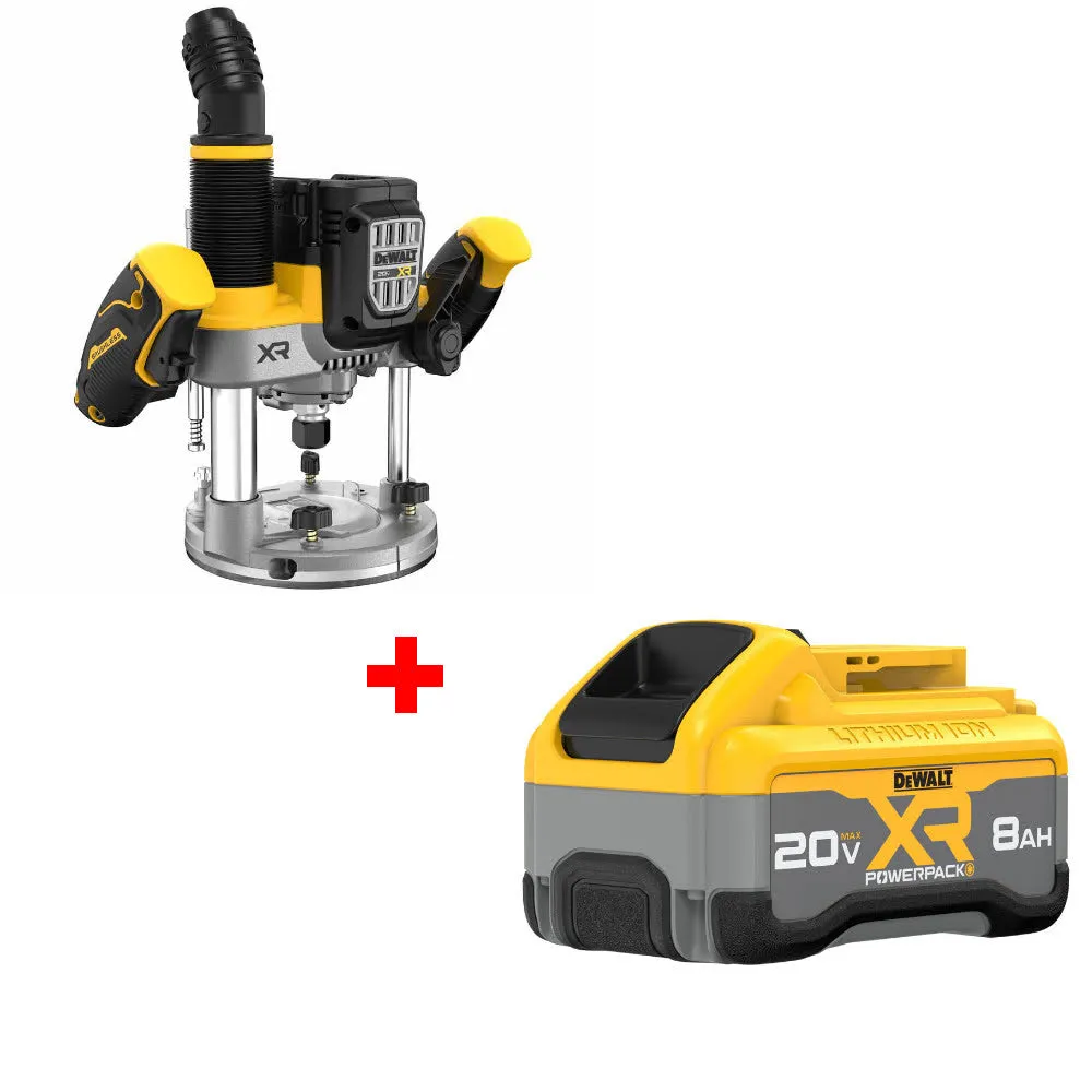 DeWalt DCW620B 20V MAX XR Router, Bare W/ FREE DCB2108 20V MAX POWERPACK Battery