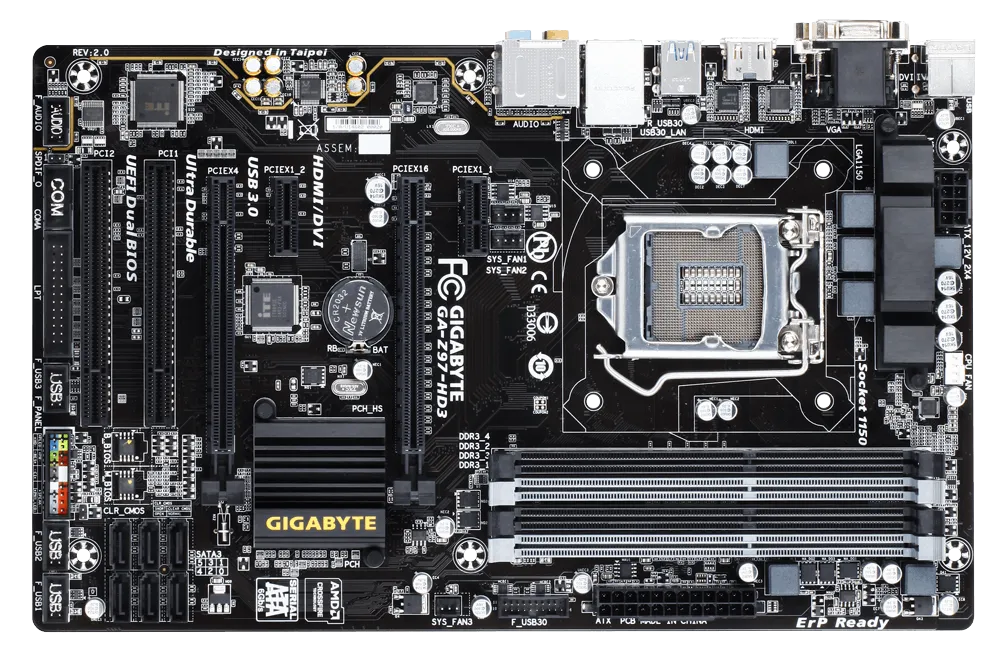 Gigabyte Technology GA-Z97-HD3 (rev. 2.0)Desktop computer motherboard,1150 socket,ddr3,ATX,Z97,HDMI