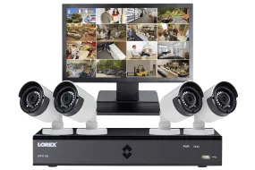 HD Security Camera System with four 1080p Bullet Cameras and LED Monitor