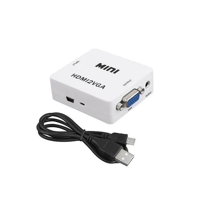 HDMI TO VGA  Video AUDIO CONVERTER - White