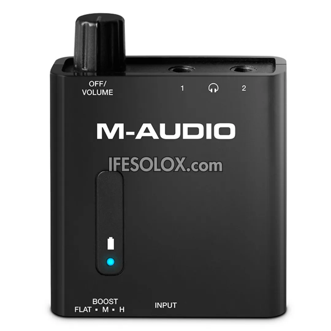 M-AUDIO Bass Traveler Portable Headphone Amplifier with Dual Outputs and 2-Level Boost - Brand New