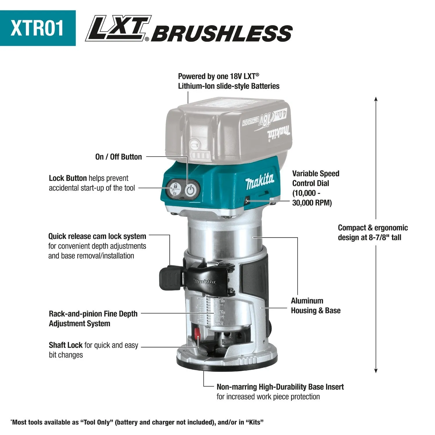 Makita (XTR01Z-R) 18V LXT® Brushless Compact Router (Tool Only) (Factory Reconditioned)