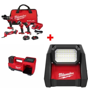 Milwaukee 3698-24MT M18 FUEL 4-Tool Combo Kit w/ FREE M18 Inflator & Flood Light