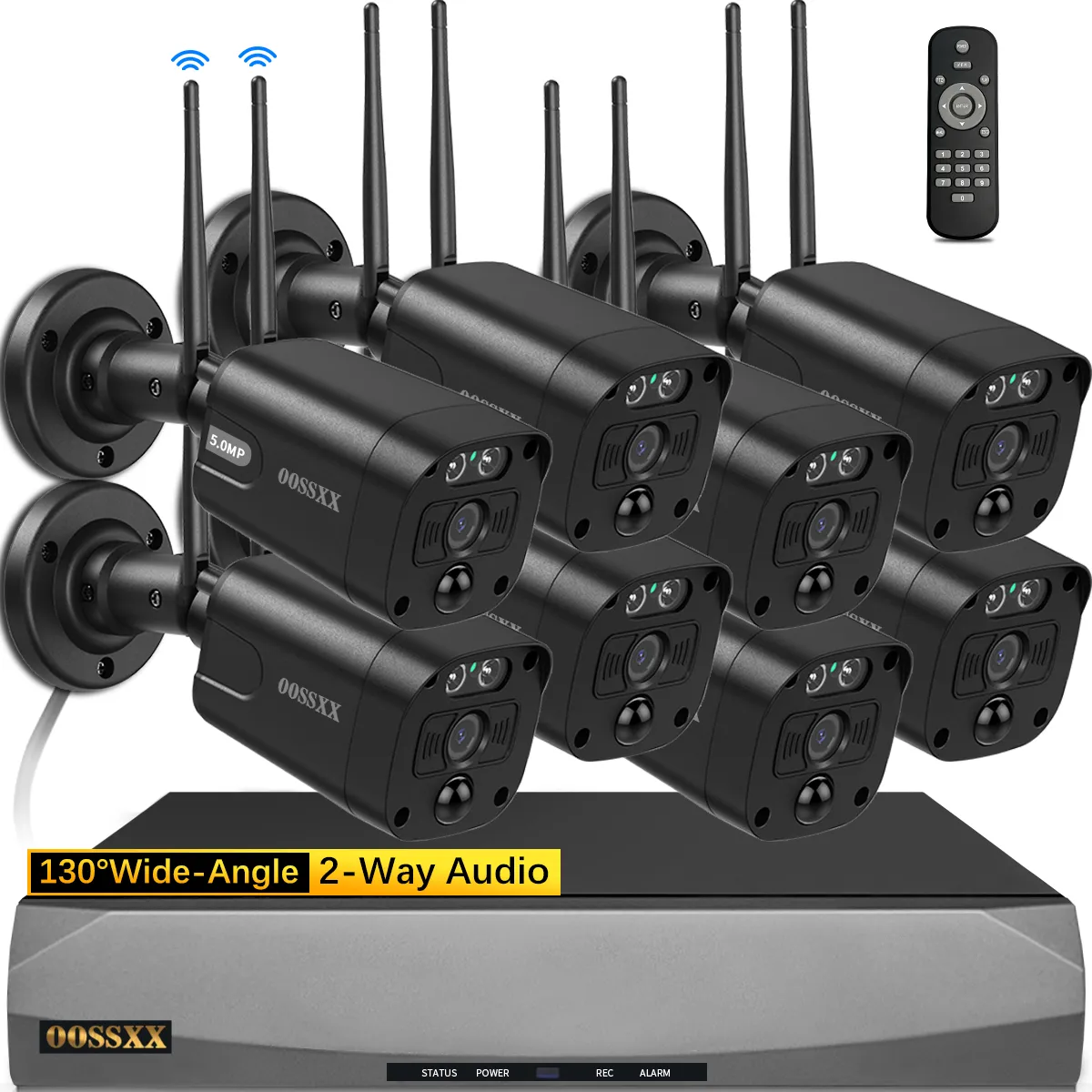 OOSSXX (2-Way Audio & PIR Detection) 5MP Dual Antennas Outdoor Security Camera System Wireless WiFi Home Security System 3K Video Surveillance