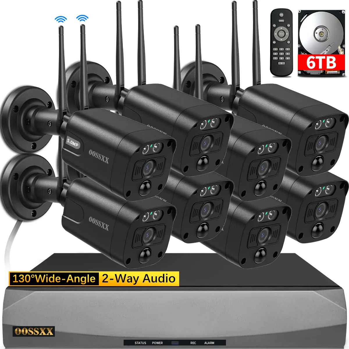 OOSSXX (2-Way Audio & PIR Detection) 5MP Dual Antennas Outdoor Security Camera System Wireless WiFi Home Security System 3K Video Surveillance