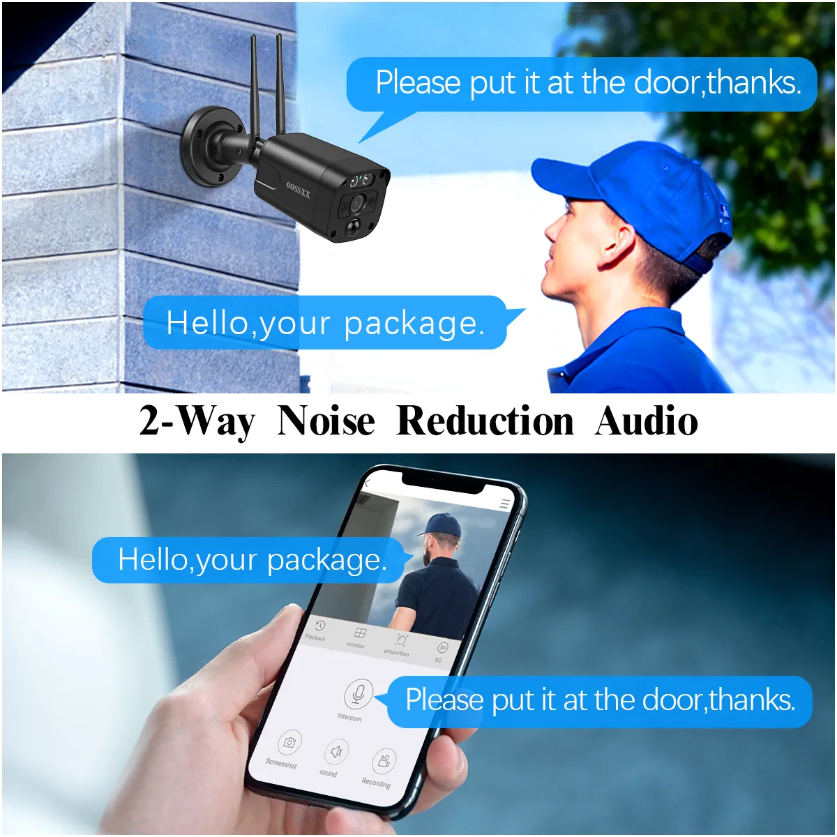 OOSSXX (2-Way Audio & PIR Detection) 5MP Dual Antennas Outdoor Security Camera System Wireless WiFi Home Security System 3K Video Surveillance