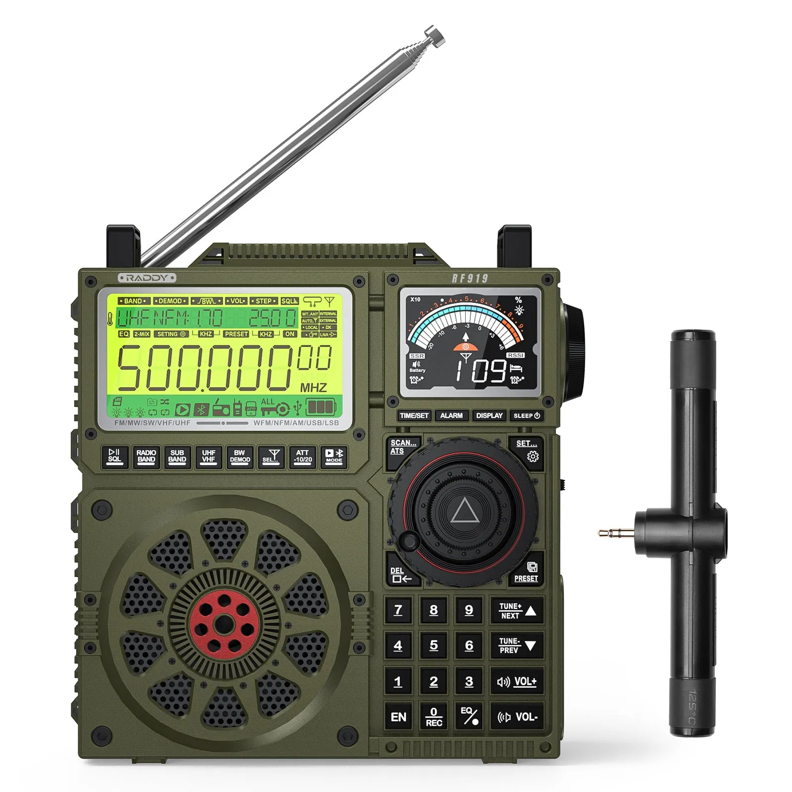 Raddy RF919 Shortwave Radio | Full Band Receiver with SSB | 20W Bluetooth 5.1 | APP Remote Control | Antenna Tuner | 5000mAh Battery | Dual Screens