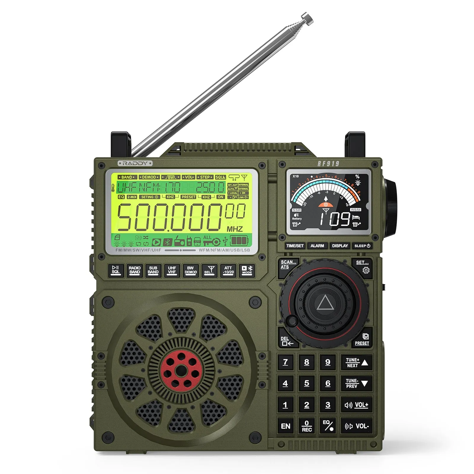 Raddy RF919 Shortwave Radio | Full Band Receiver with SSB | 20W Bluetooth 5.1 | APP Remote Control | Antenna Tuner | 5000mAh Battery | Dual Screens