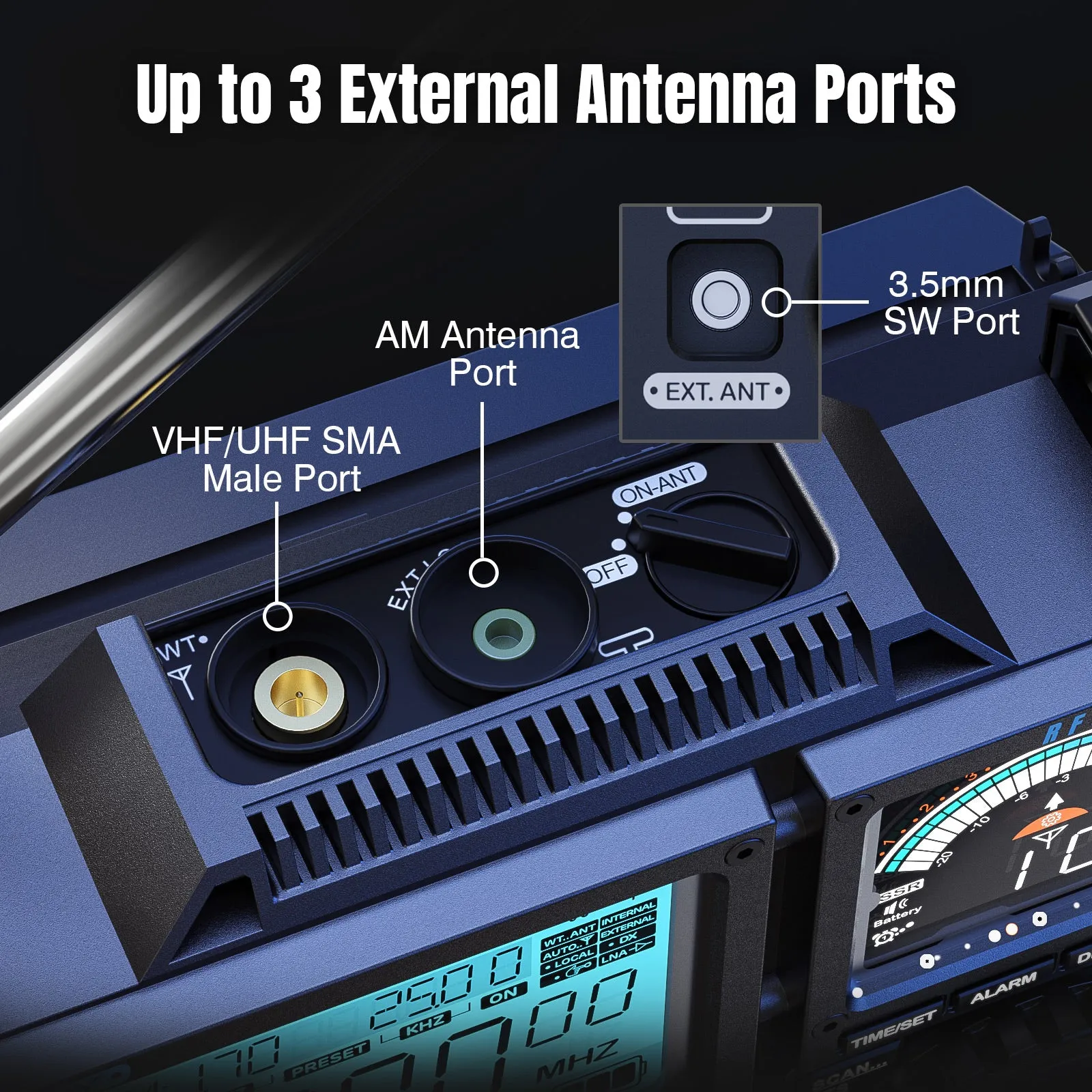 Raddy RF919 Shortwave Radio | Full Band Receiver with SSB | 20W Bluetooth 5.1 | APP Remote Control | Antenna Tuner | 5000mAh Battery | Dual Screens