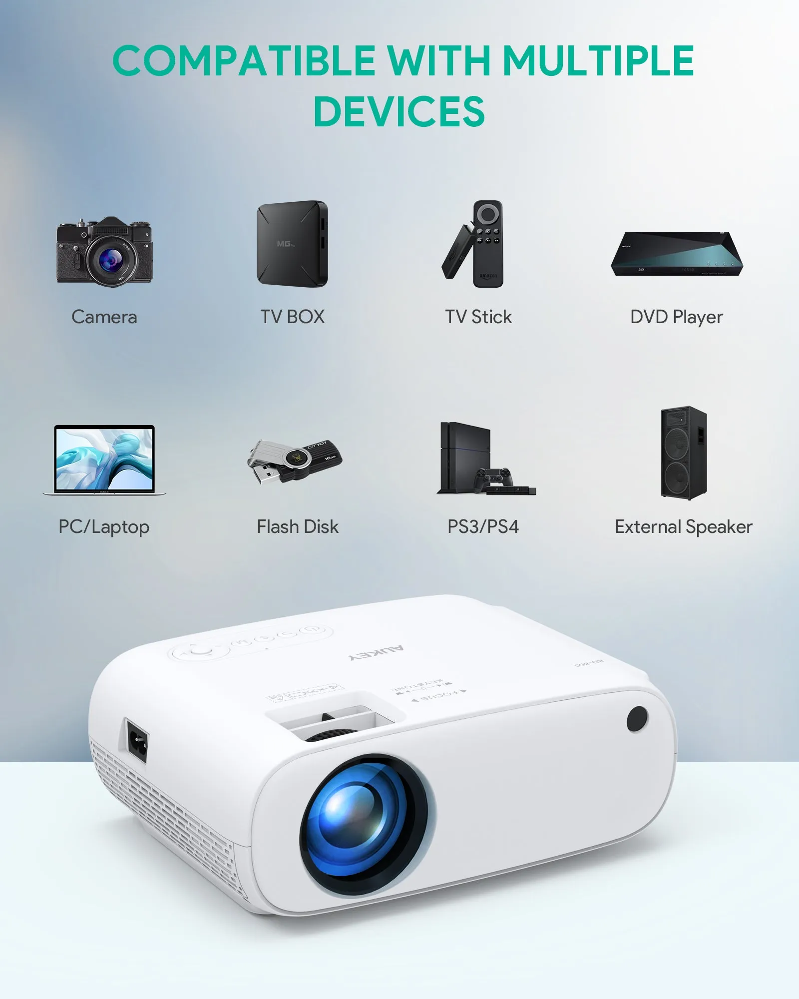 RD-860 Version 2 Wireless Wi-Fi Mini Projector with 1080p Resolution Support Smartphone Screen Sync