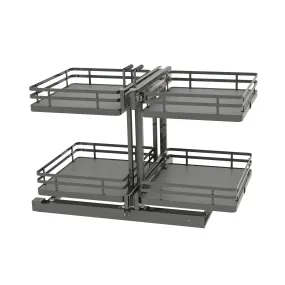 Rev-A-Shelf / 53PSPE-18SC-FOG / Steel Two-Tier Pullout Solid Bottom Organizer for Blind Corner Cabinets w/ Soft-Close