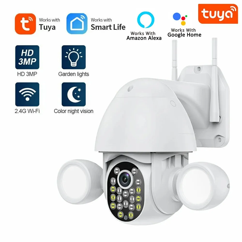 Security Camera Outdoor/Home,PTZ WiFi Camera for Home Security,3MP Pan Tilt 360° View,AI Motion Detection,Auto Tracking,Color Night Vision,2-Way Audio,Floodlight,Waterproof