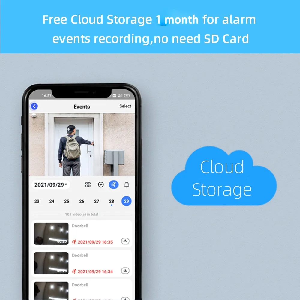 Smart Doorbell Camera Wifi Wireless Video Doorbell Call Intercom for Apartments Door Bell with Free Cloud Storage Home WiFi Bell