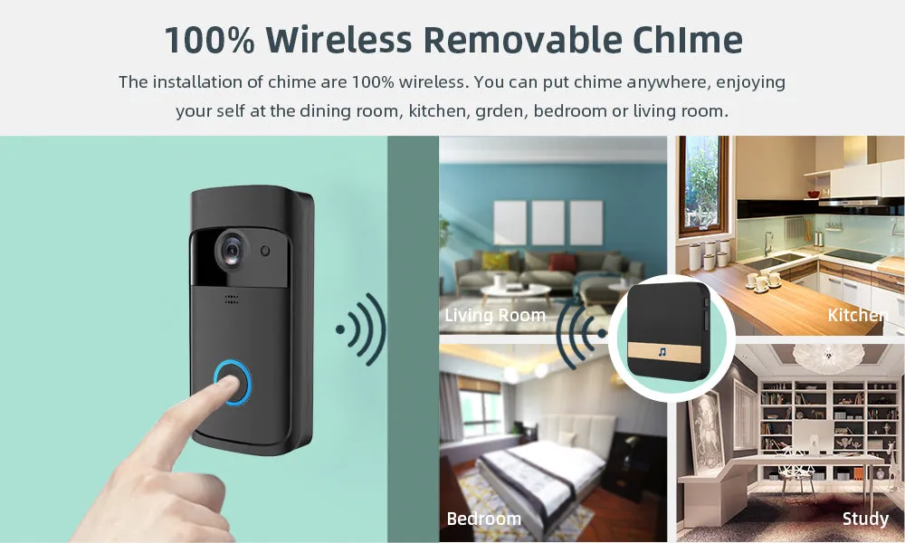 Smart Doorbell Camera Wifi Wireless Video Doorbell Call Intercom for Apartments Door Bell with Free Cloud Storage Home WiFi Bell