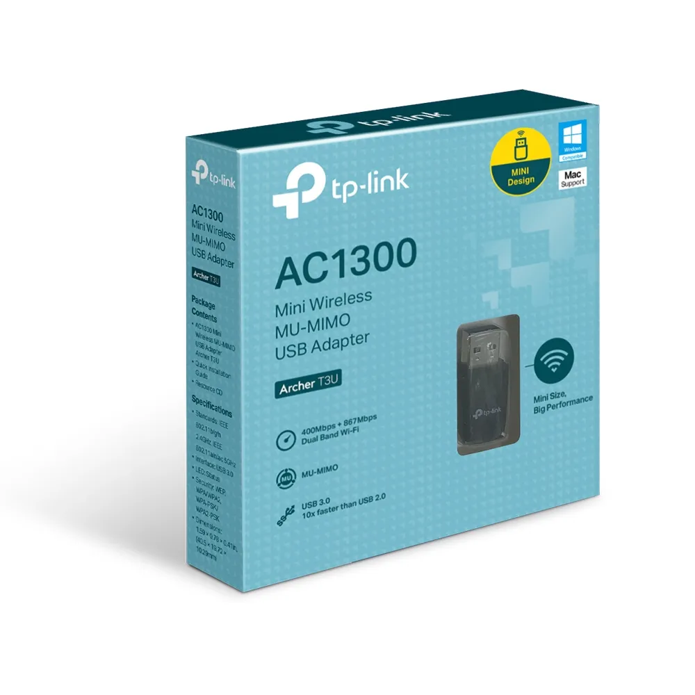 Tp-Link Archer T3U Ac1300 Mini Wifi Usb Adapter