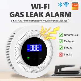 Tuya APP Remote Control WiFi USB Charging Gas Leak Detector Alarm with Sensor for Safe Smart Home