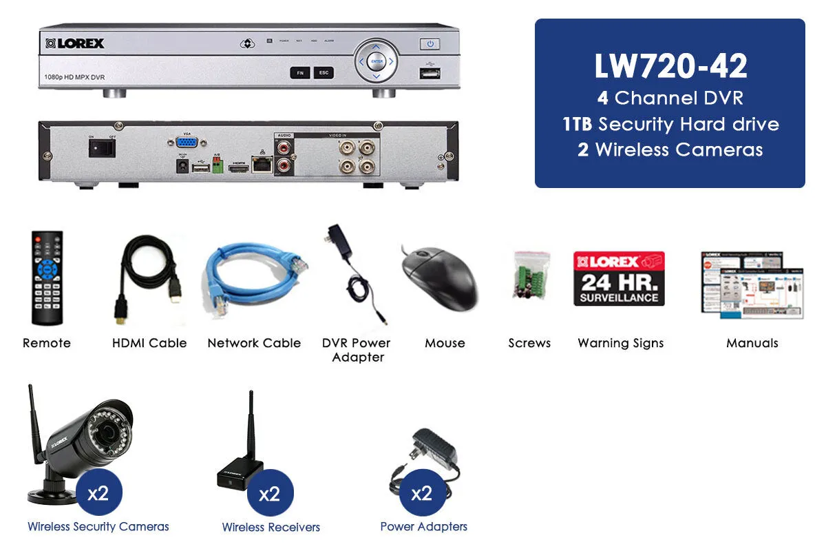 Wireless Security Camera System with 2 Outdoor 720p Wireless Cameras